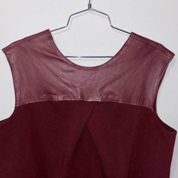 Banana Republic Monogram Leather Cocoon Dress Burgundy Size 8 - Picture 5 of 10